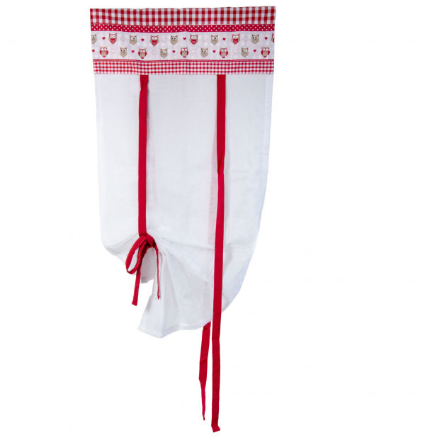 Tendina con gufetti rosso