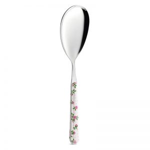 Pala riso in acciaio inox con roselline rosa – Neva