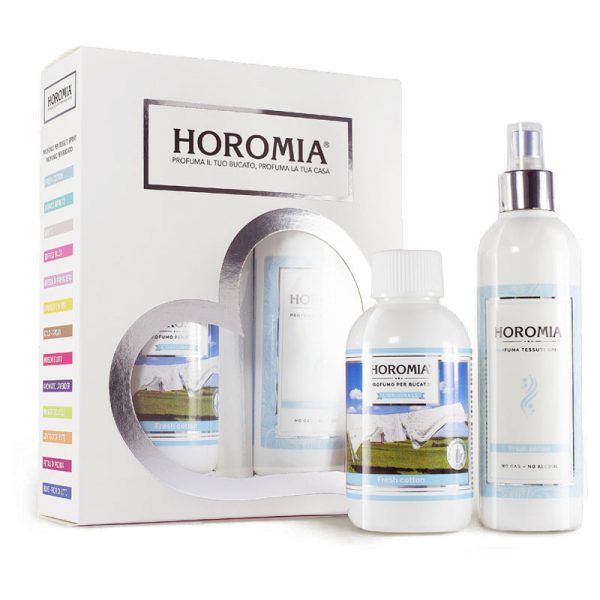 Set profumatore bucato + spray per tessuti essenza fresh cotton – Horomia