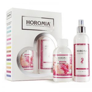 Set profumatore bucato + spray per tessuti essenza petali di peonia - Horomia