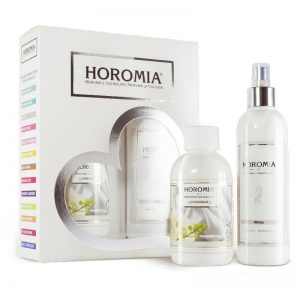 Set profumatore bucato + spray per tessuti essenza white – Horomia