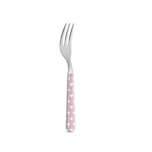 Forchettina dolce in acciaio inox con cuoricini rosa - Neva