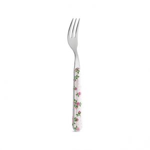 Forchettina dolce in acciaio inox con roselline rosa - Neva