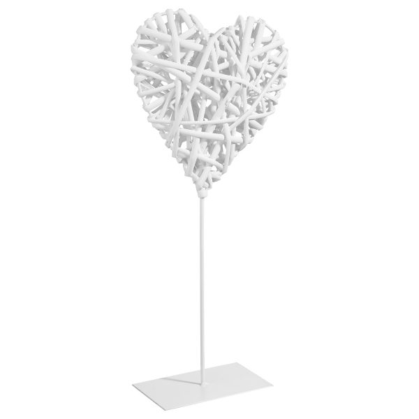 Cuore intrecciato in vimini da appoggio bianco