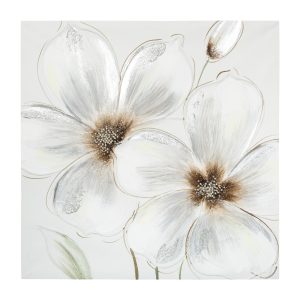 Quadro fiore bianco con glitter