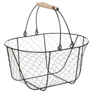 Cesto a basket house in metallo nero shabby