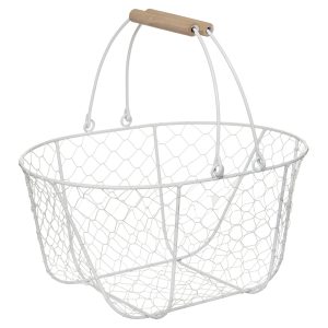 Cesto a basket house in metallo bianco shabby