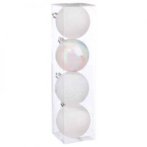 Set 4 palle di natale bianco D.80mm