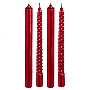 Set 4 candele rosso lucido
