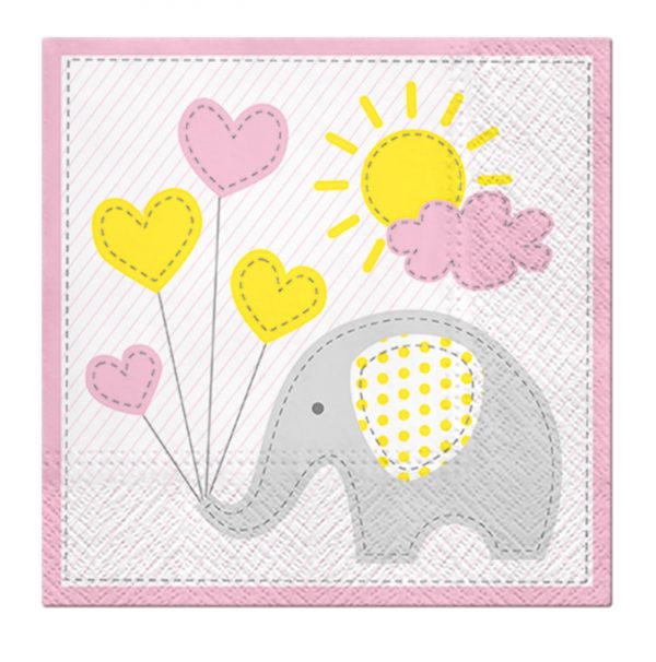 Tovaglioli di carta elefante rosa 3 veli 20pz