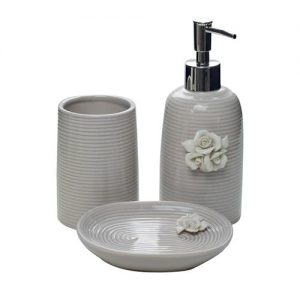 Set da bagno Roses grigio con roselline