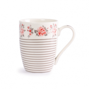Tazza Flower a righe tortora