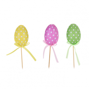 Set 3 uova decorate a pois in stick