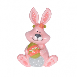 Coniglio rosa con uovo di pasqua
