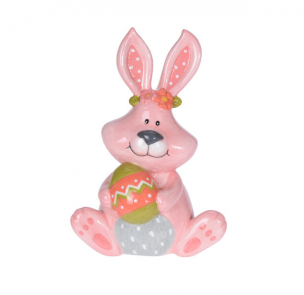 Coniglio rosa con uovo di pasqua