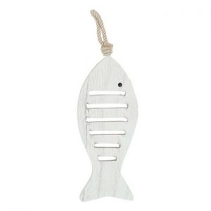 Pesce in legno bianco da appendere