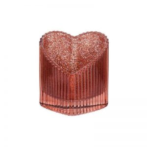 Porta t-light a forma di cuore con glitter rosa