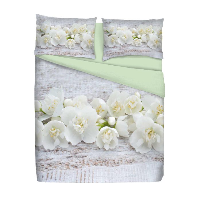 Parure copripiumino matrimoniale con fiori bianchi - Alice Home