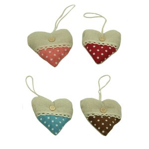 Cuoricino a pois con bottone da appendere