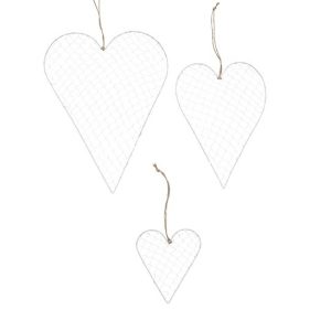 Cuore in rete in metallo shabby addobbabile