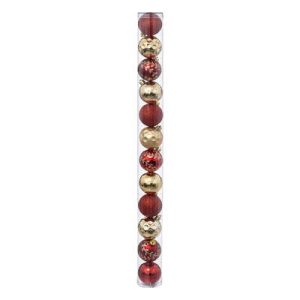 Set 12 palle di natale decorate oro e rosso D.60MM