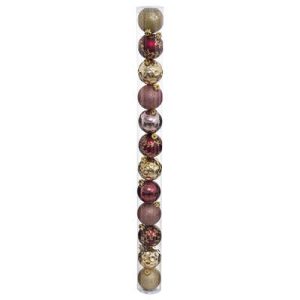 Set 12 palle di natale decorate oro e rosa D.60MM
