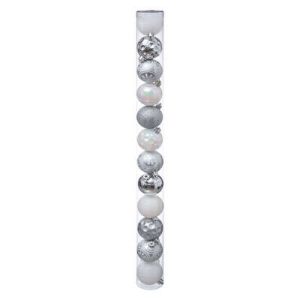 Set 12 palle di natale decorate bianco e argento D.60MM