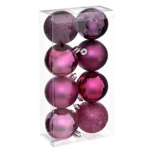 Set 8 palle di natale rosa ribes D.70mm