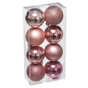 Set 8 palle di natale rosa D.70mm