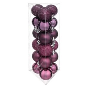 Set 18 palle di natale rosa ribes D.30mm