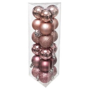 Set 18 palle di natale rosa D.30mm