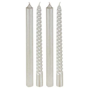 Set 4 candele bianco perla lucido