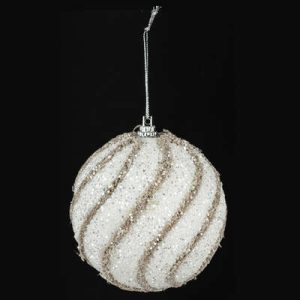 Palla di natale con glitter bianco e corda