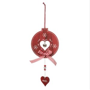 Campana traforata a bottone in legno rosso