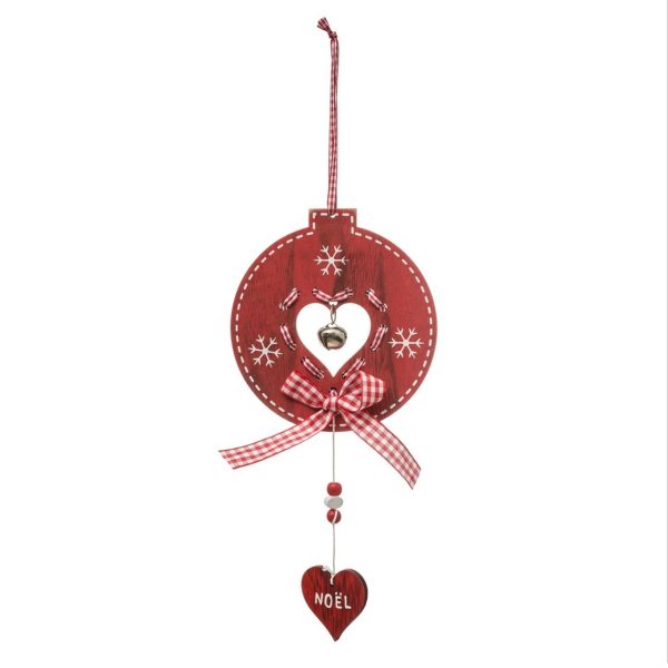 Campana traforata a bottone in legno rosso