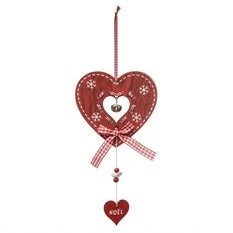 Campana traforata a cuore in legno rosso