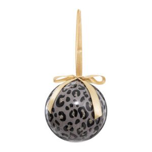 Palla di natale leopardata tortora con glitter oro