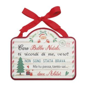 Targhetta Caro Babbo Natale "non sono stata brava"