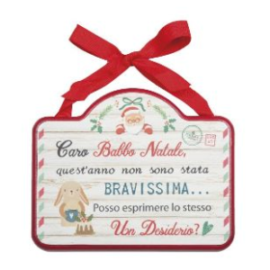 Targhetta Caro Babbo Natale "bravissima"