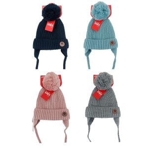 Berretto bambini Eureka con orecchie e pompon