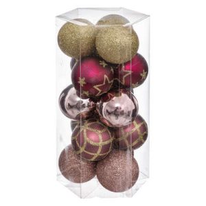 Set 15 palle di natale rosa e oro D.50mm