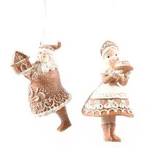 Pendente Babbo Natale/ Consorte in resina