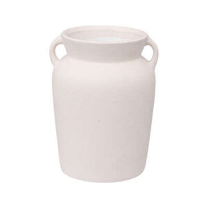 Anfora in ceramica panna effetto grezzo