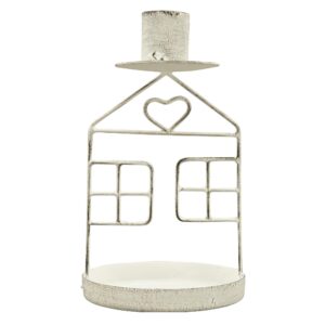 Casetta porta candela bianco shabby con cuore