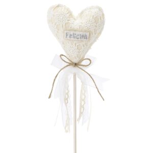 Pick cuoricino con dedica "Felicità" - Nuvole di stoffa