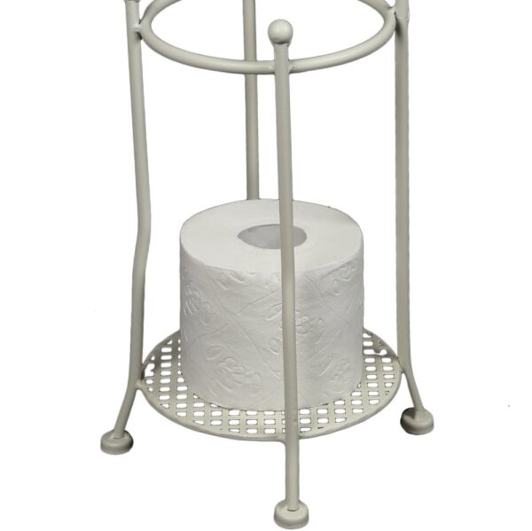 Portarotolo bagno in ferro bianco antico - immagine 3