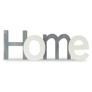 Scritta Home in legno bianco e grigio