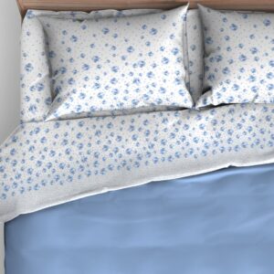 Completo letto matrimoniale Bliss con roselline azzurro