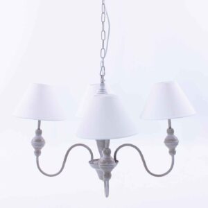 Lampadario a 4 bracci grigio/ecru in ferro