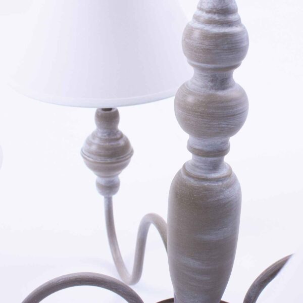 Lampadario a 4 bracci grigio/ecru in ferro - immagine 3